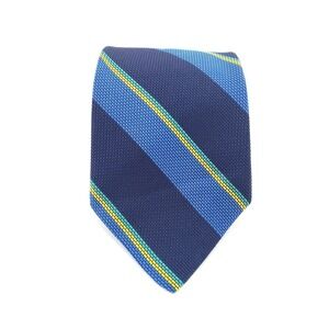 Ralph Lauren Silk Necktie Classic Blue Gold Teal Striped Business 3.75x60